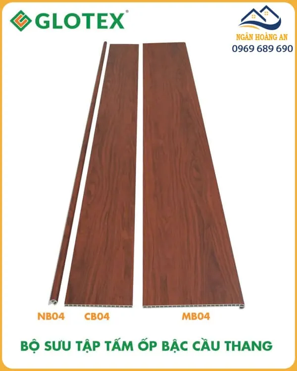 Cổ Bậc Cầu Thang Nhựa Giả Vân Gỗ Glotex CB04